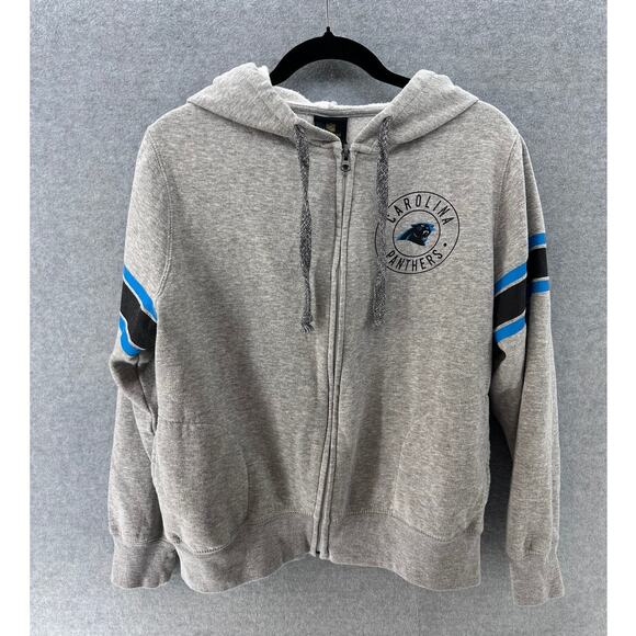 Panthers NFL Juniors sz XL Girl's Zip Up Fleece Hoodie Glitter Detail on Helmet - Picture 8 of 10